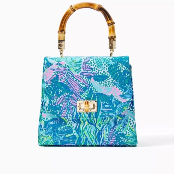 Lilly Pulitzer Top Handle Bag + Wallet Botanical Green Holiday in the Sun NWOT - Picture 6 of 7